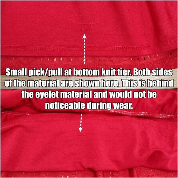 MATILDA JANE Enchanted Garden Dress Tiered Knit & Eyelet Red Oversized Small - Picture 7 of 13